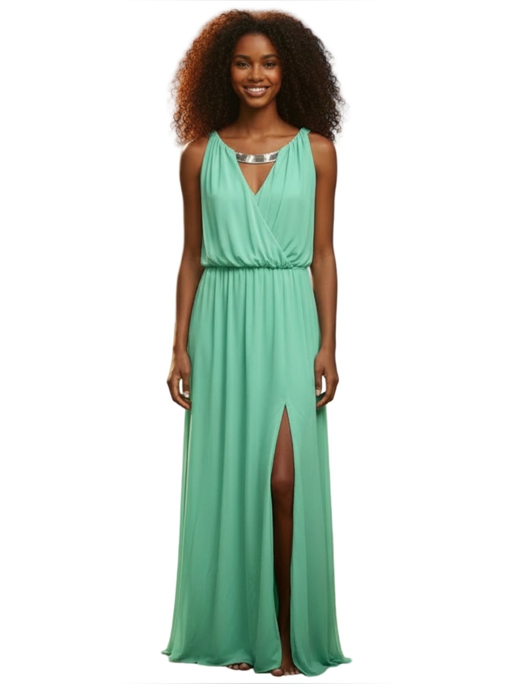 Vince Camuto Mint Green Sleeveless Maxi with Surplice Bodice Size 12
